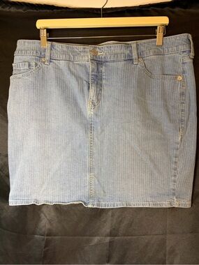 torrid Light Wash Pinstripe Denim Mini Skirt